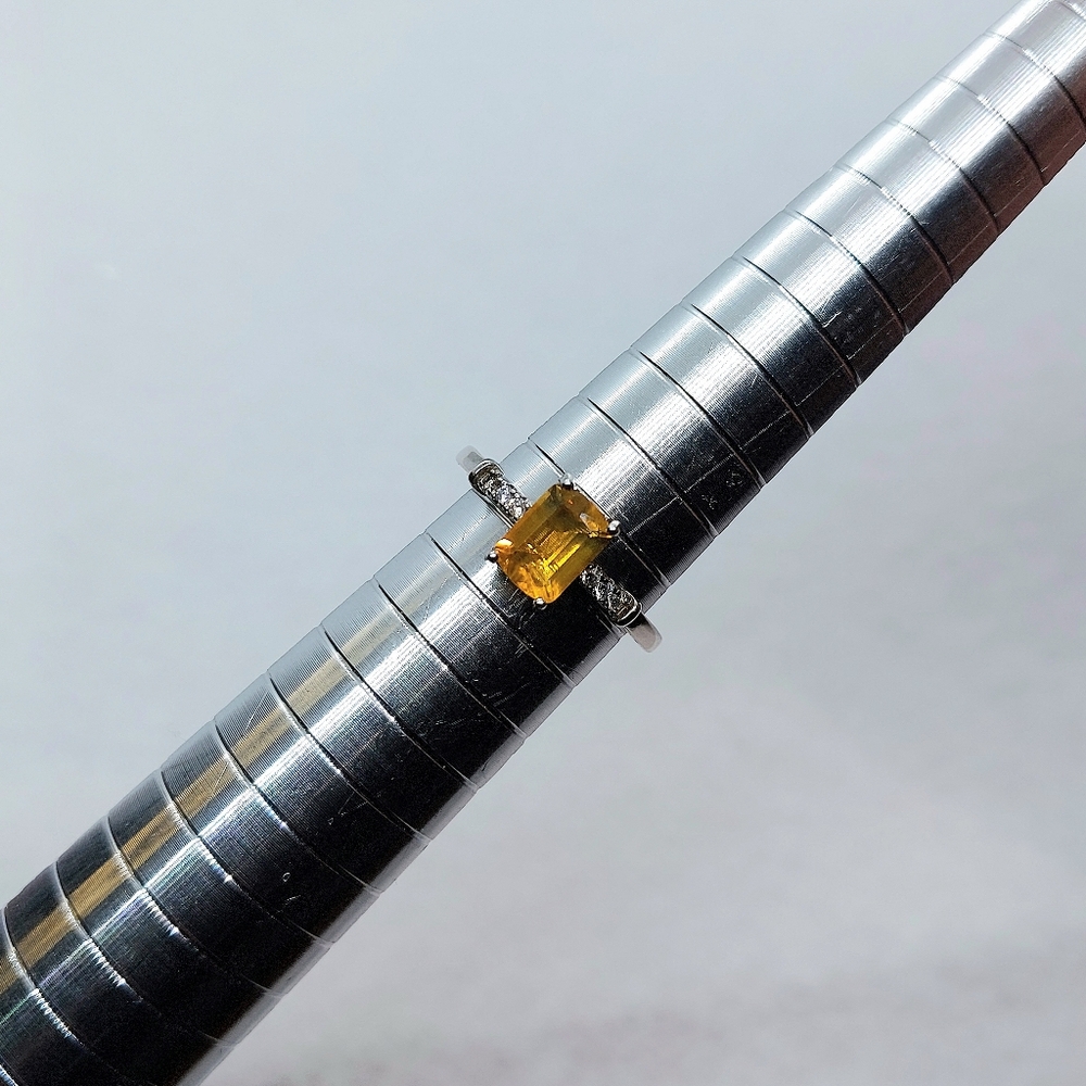 1ct Whiskey Citrine Emerald Cut Ring In Sterling Silver - Picture 1 of 2